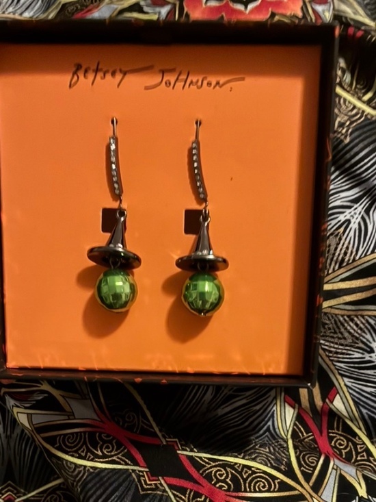 Betsey Johnson Jewelry - Betsey Johnson Witch Hat Disco Ball Halloween Earrings
